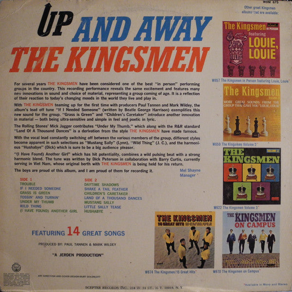 The Kingsmen : Up And Away (LP, Album, Mono)