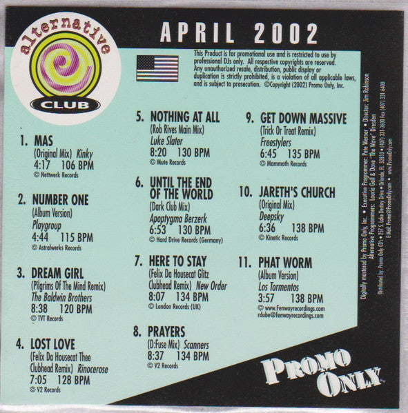 Various : Promo Only Alternative Club April 2002 (CD, Comp, Promo)