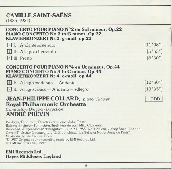 Camille Saint-Saëns, Jean-Philippe Collard, André Previn, Royal Philharmonic Orchestra : Concertos Pour Piano Nos. 2 & 4 (CD, Comp)