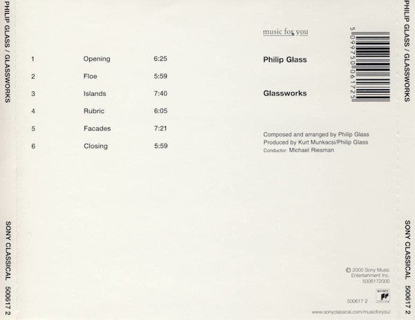 Philip Glass : Glassworks (CD, Album, RE)