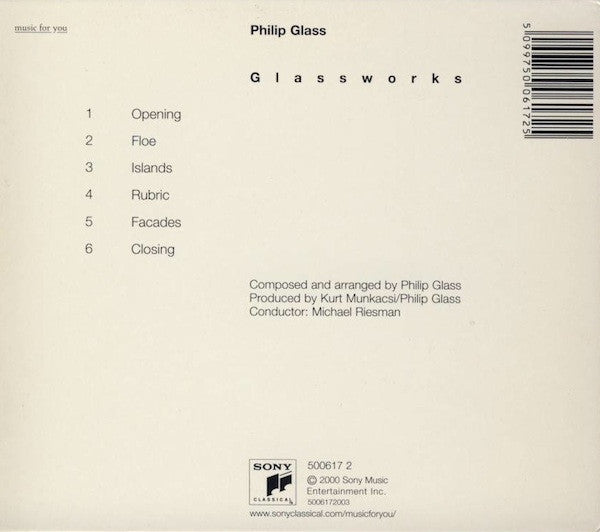 Philip Glass : Glassworks (CD, Album, RE)