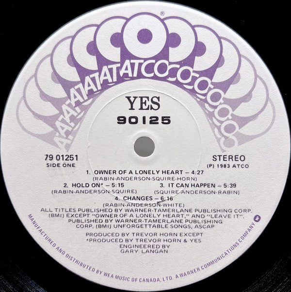 Yes : 90125 (LP, Album, Cap)
