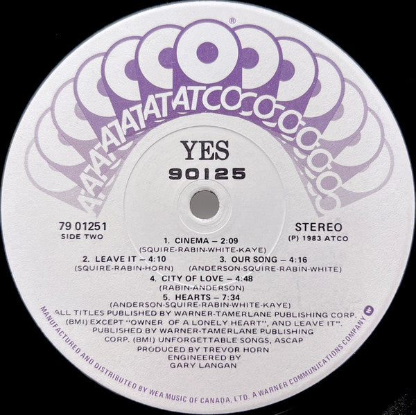 Yes : 90125 (LP, Album, Cap)