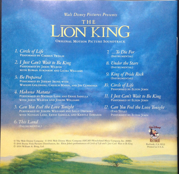 Various : The Lion King (Original Motion Picture Soundtrack) (CD, Album)