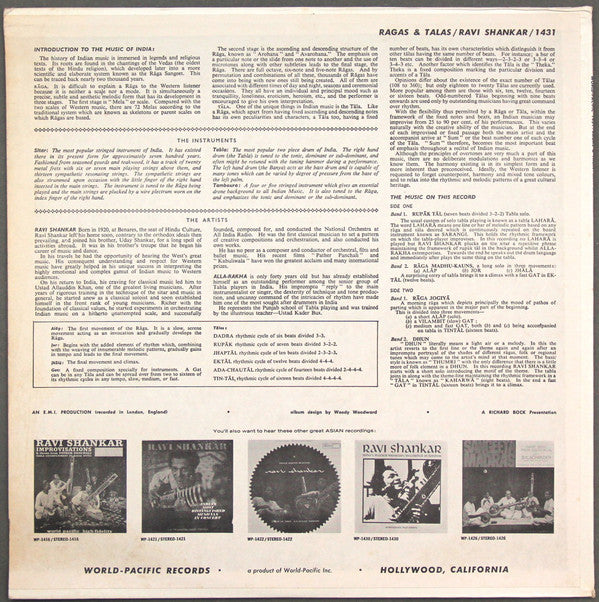 Ravi Shankar, Alla Rakha : Rāgas & Tālas (LP, Album, Roc)