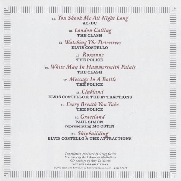 Various : Rock And Roll Hall Of Fame Eighteenth Annual Induction Dinner - March 10, 2003 (CD, Comp)