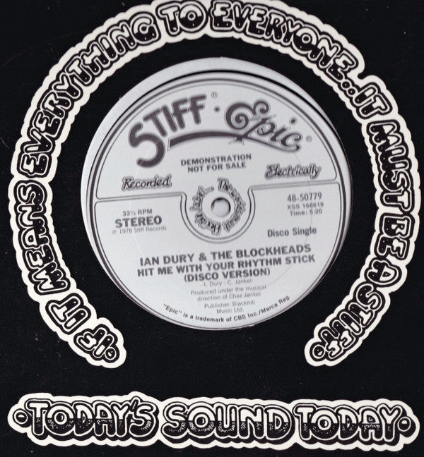 Ian Dury And The Blockheads : Reasons To Be Cheerful, Pt. 3 / Hit Me With Your Rhythm Stick (12", Single, Promo)