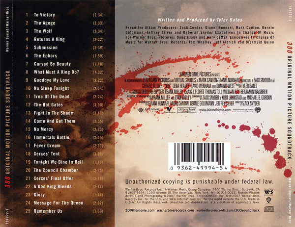 Tyler Bates : 300 (Original Motion Picture Soundtrack) (CD, Album)