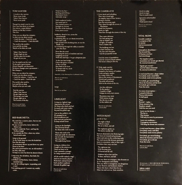Rush : Moving Pictures (LP, Album, PRC)