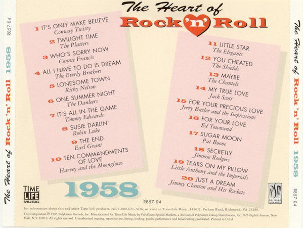 Various : The Heart Of Rock 'N' Roll - 1958 (CD, Comp)
