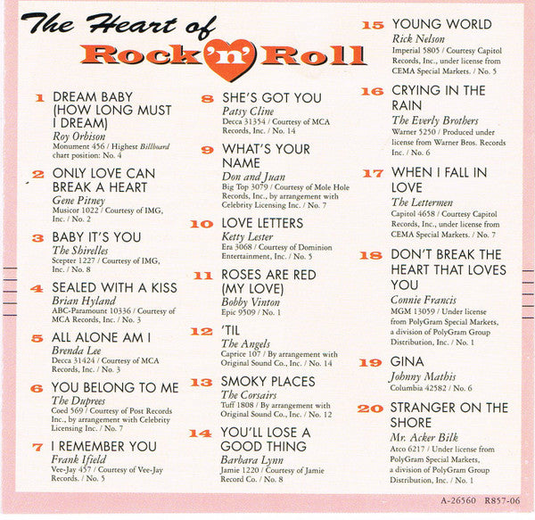 Various : The Heart Of Rock 'N' Roll - 1962 (CD, Comp)