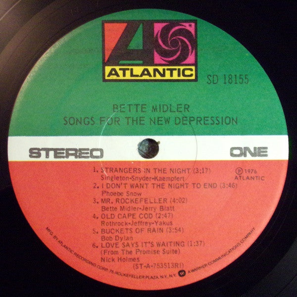 Bette Midler : Songs For The New Depression (LP, Album, RI )