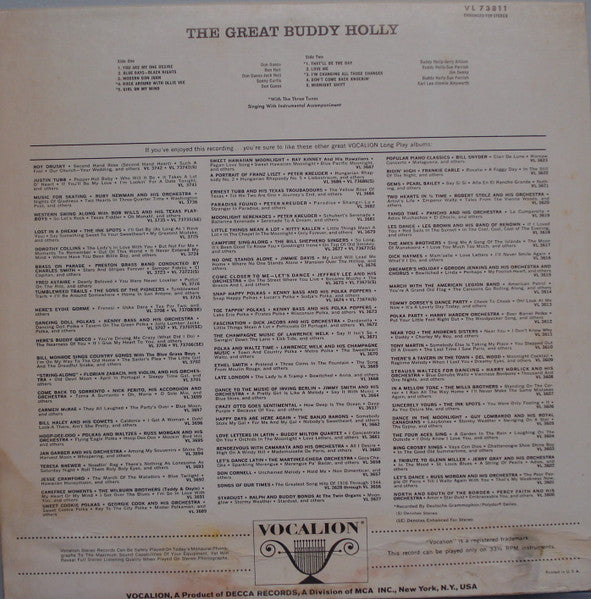 Buddy Holly : The Great Buddy Holly (LP, Album)