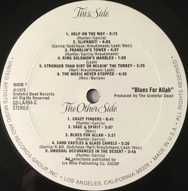 The Grateful Dead : Blues For Allah (LP, Album, Res)