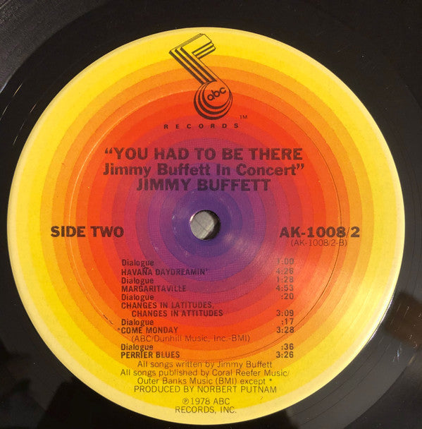 Jimmy Buffett : "You Had To Be There" - Recorded Live (2xLP, Album, San)