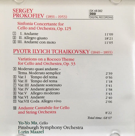Yo-Yo Ma, Pittsburgh Symphony Orchestra, Lorin Maazel : Prokofiev: Sinfonia Concertante (CD)