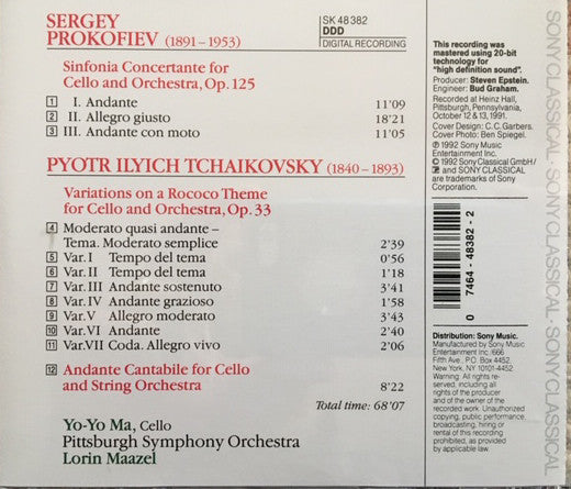 Yo-Yo Ma, Pittsburgh Symphony Orchestra, Lorin Maazel : Prokofiev: Sinfonia Concertante (CD)