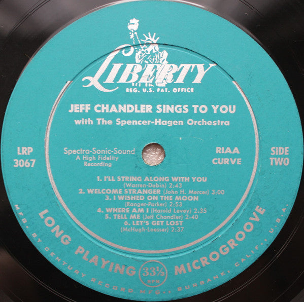 Jeff Chandler (4) With The Spencer-Hagen Orchestra : Sings To You (LP, Album)