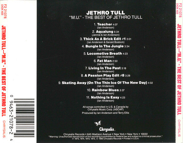 Jethro Tull : M.U. - The Best Of Jethro Tull (CD, Comp, RE)