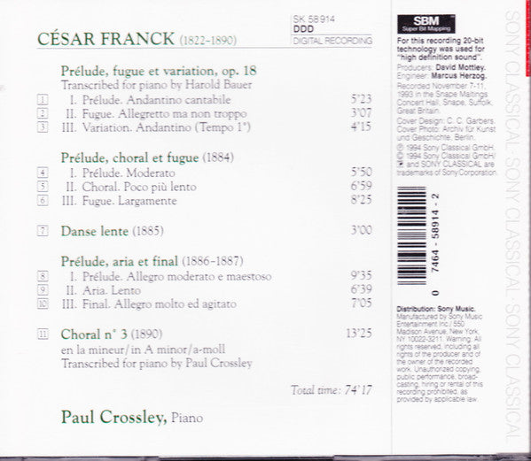 César Franck - Paul Crossley (2) : Piano Works (CD)