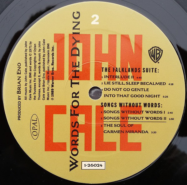 John Cale : Words For The Dying (LP, Album)