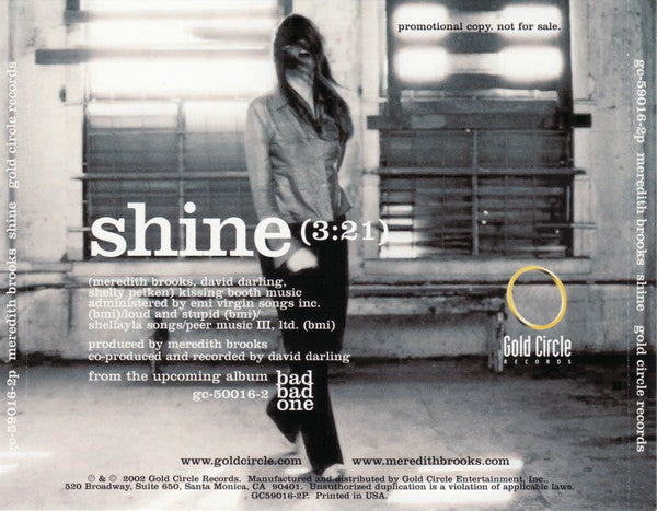 Meredith Brooks : Shine (CD, Single, Promo)