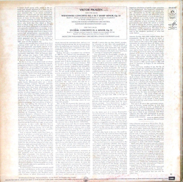 Viktor Pikaizen, Moscow Radio Symphony Orchestra*, Gennady Rozhdestvensky*, Moscow Philharmonic Orchestra, David Oistrakh* : Wieniawski: Concerto No. 1 In F Sharp Minor, Dvořák: Concerto In A Minor (LP, Comp)