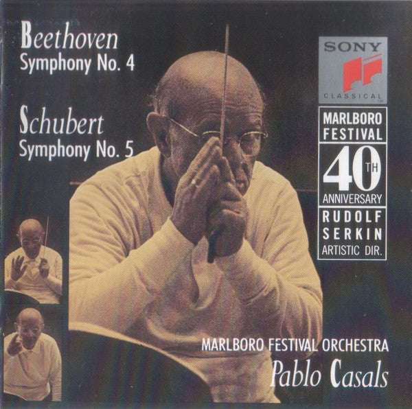 Ludwig van Beethoven / Franz Schubert - Pablo Casals, Marlboro Festival Orchestra : Symphony No. 4 / Symphony No. 5 (CD, Album, RP)