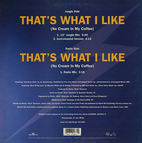 Cooly Live : That's What I Like (No Cream In My Coffee) (12", Promo)