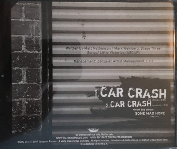 Matt Nathanson : Car Crash (CD, Single, Promo)