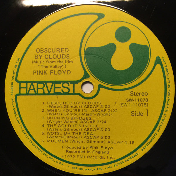 Pink Floyd : Obscured By Clouds (LP, Album, RE, Jac)