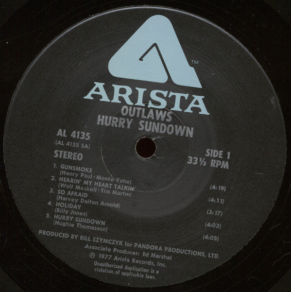 Outlaws : Hurry Sundown (LP, Album)
