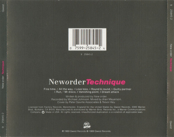 New Order : Technique (CD, Album, Dis)