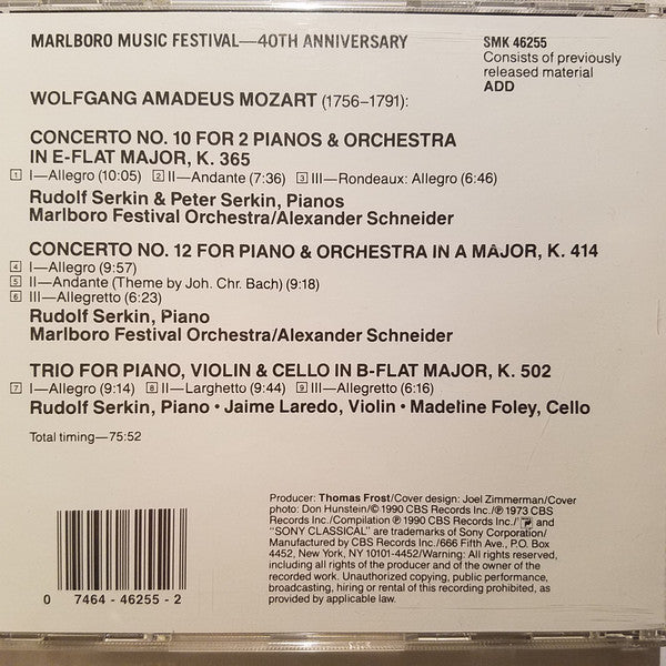 Wolfgang Amadeus Mozart : Concerto No. 10, For Two Pianos K.365 - Piano Concerto No. 12, K.414 - Piano Trio, K.502 (CD, Comp)