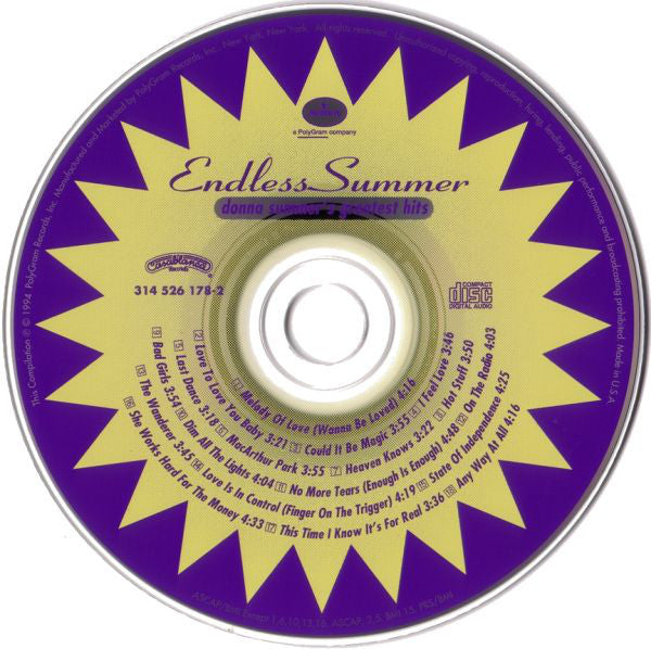 Donna Summer : Endless Summer (Donna Summer's Greatest Hits) (CD, Comp)