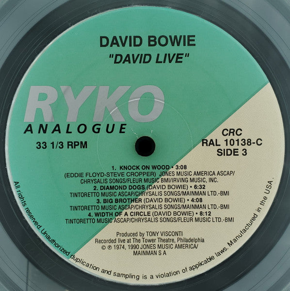 David Bowie : David Live (2xLP, Album, Club, RE, RM, Cle)