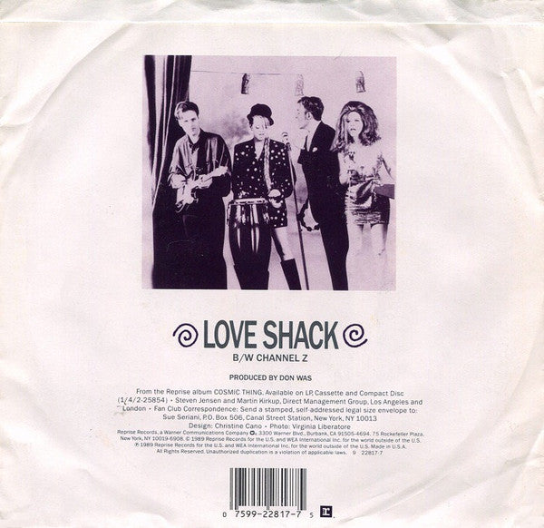 The B-52's : Love Shack (7", Single, SRC)