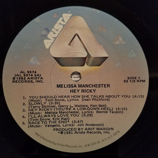 Melissa Manchester : Hey Ricky (LP, Album, Mon)