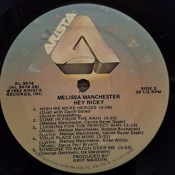 Melissa Manchester : Hey Ricky (LP, Album, Mon)