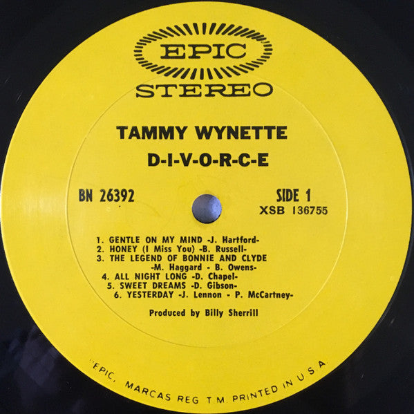 Tammy Wynette : D-I-V-O-R-C-E (LP, Album, Ter)