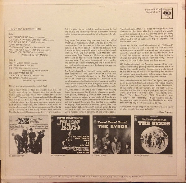 The Byrds : The Byrds' Greatest Hits (LP, Comp, Pit)