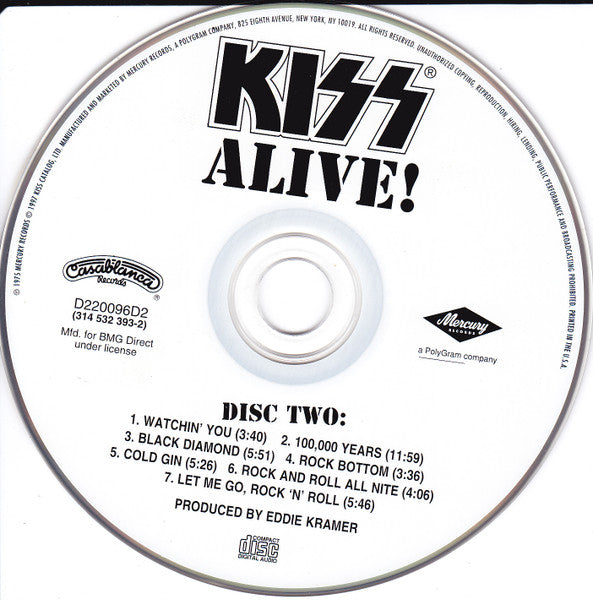 Kiss : Alive! (2xCD, Album, Club, RE, RM, BMG)