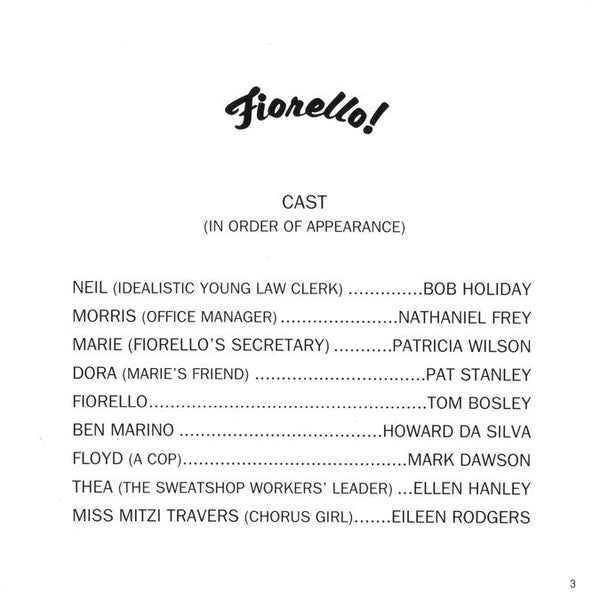 Jerry Bock, Sheldon Harnick : Fiorello! (Original Broadway Cast) (CD, Album, RE)
