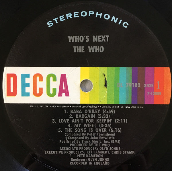 The Who : Who's Next (LP, Album, Pin)