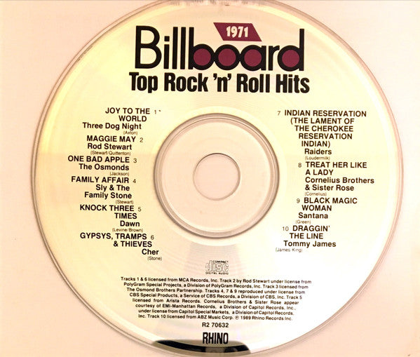 Various : Billboard Top Rock'N'Roll Hits - 1971 (CD, Comp, RP)