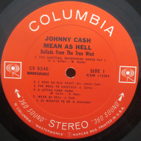 Johnny Cash : Mean As Hell! - Ballads From The True West (LP, Album, Pit)