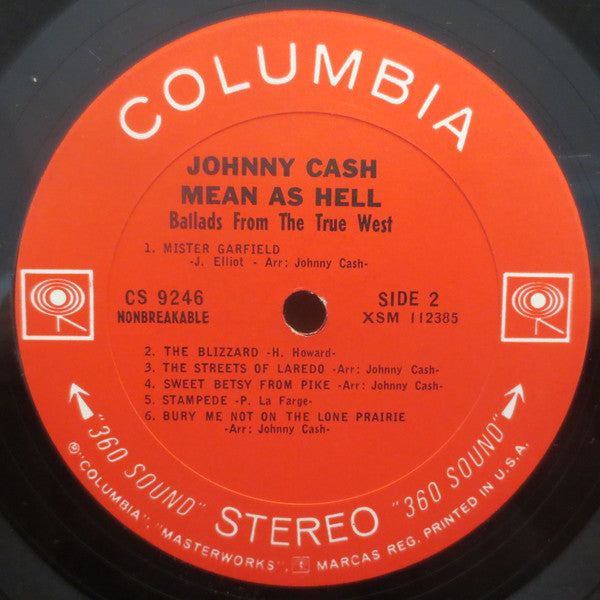 Johnny Cash : Mean As Hell! - Ballads From The True West (LP, Album, Pit)
