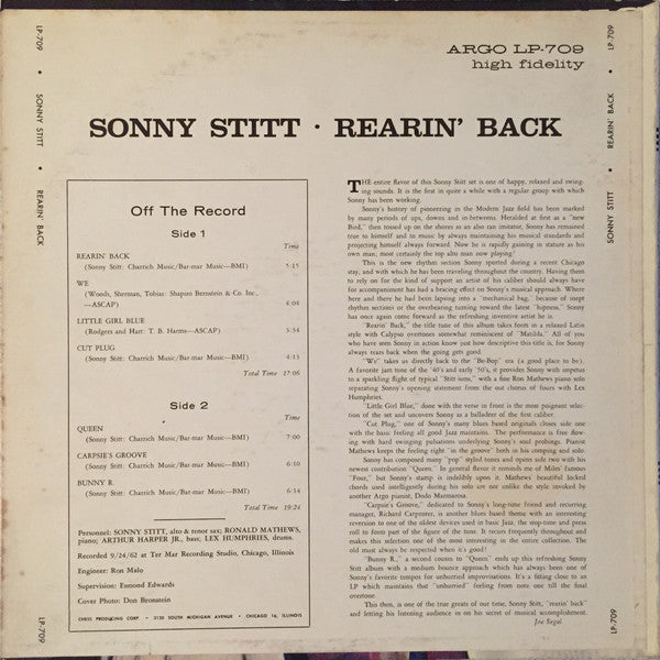Sonny Stitt : Rearin' Back (LP, Album)