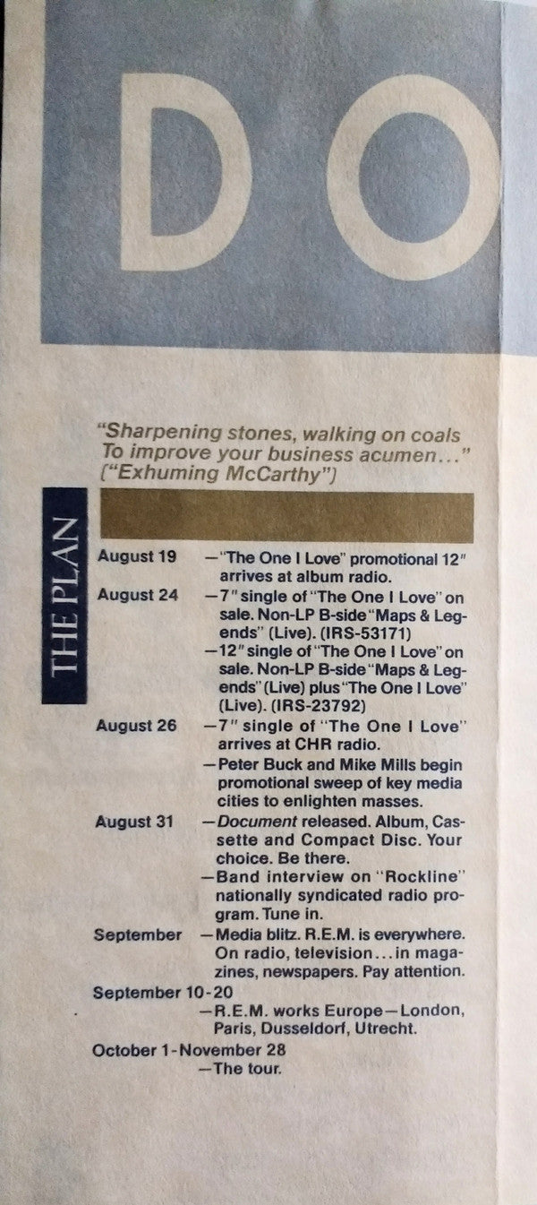 R.E.M. : The One I Love (12", Single, Pin)