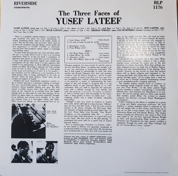 Yusef Lateef : The Three Faces Of Yusef Lateef (LP, Album, RE)